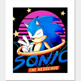 sonic with background black Posters and Art